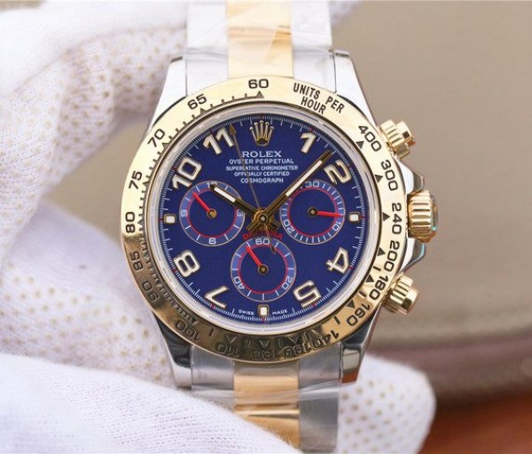 Rolex Daytona 116523 Thick YG Wrapped Blue Dial Numerals Markers SS/YG Bracelet A7750