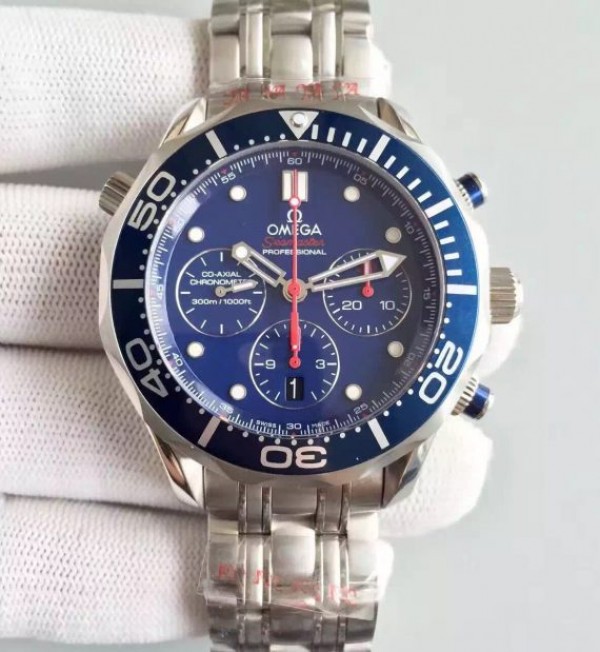 Omega Seamaster 300m Diver Blue Dial Blue Bezel SS Bracelet A7753