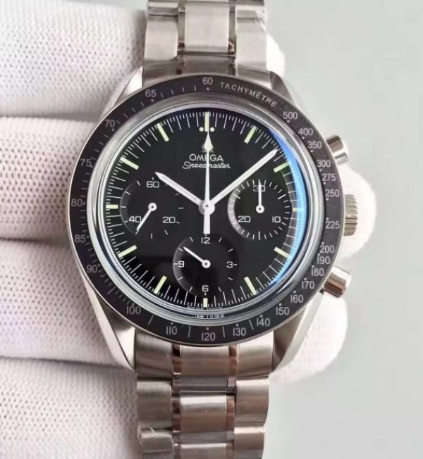 Omega Speedmaster MoonWatch Black Dial SS Bracelet Manual Winding Chrono Movement