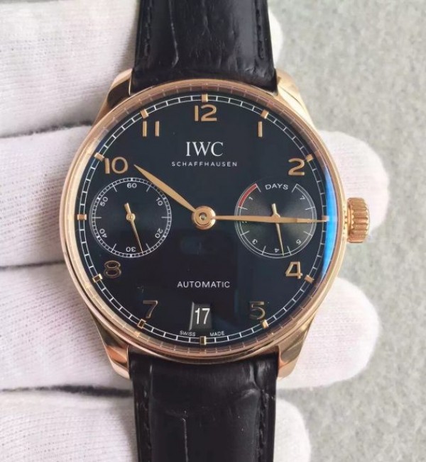 IWC ZF Portuguese RG IW5007 Black Dial Leather Strap A52010