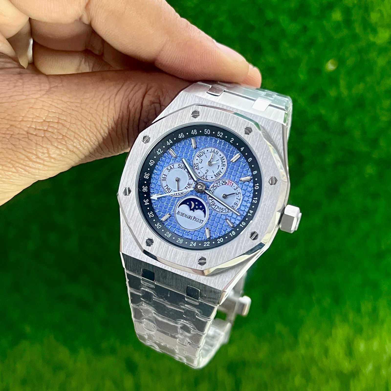 Audemars Piguet Perpetual Calendar Silver Blue  Watch - gallery
