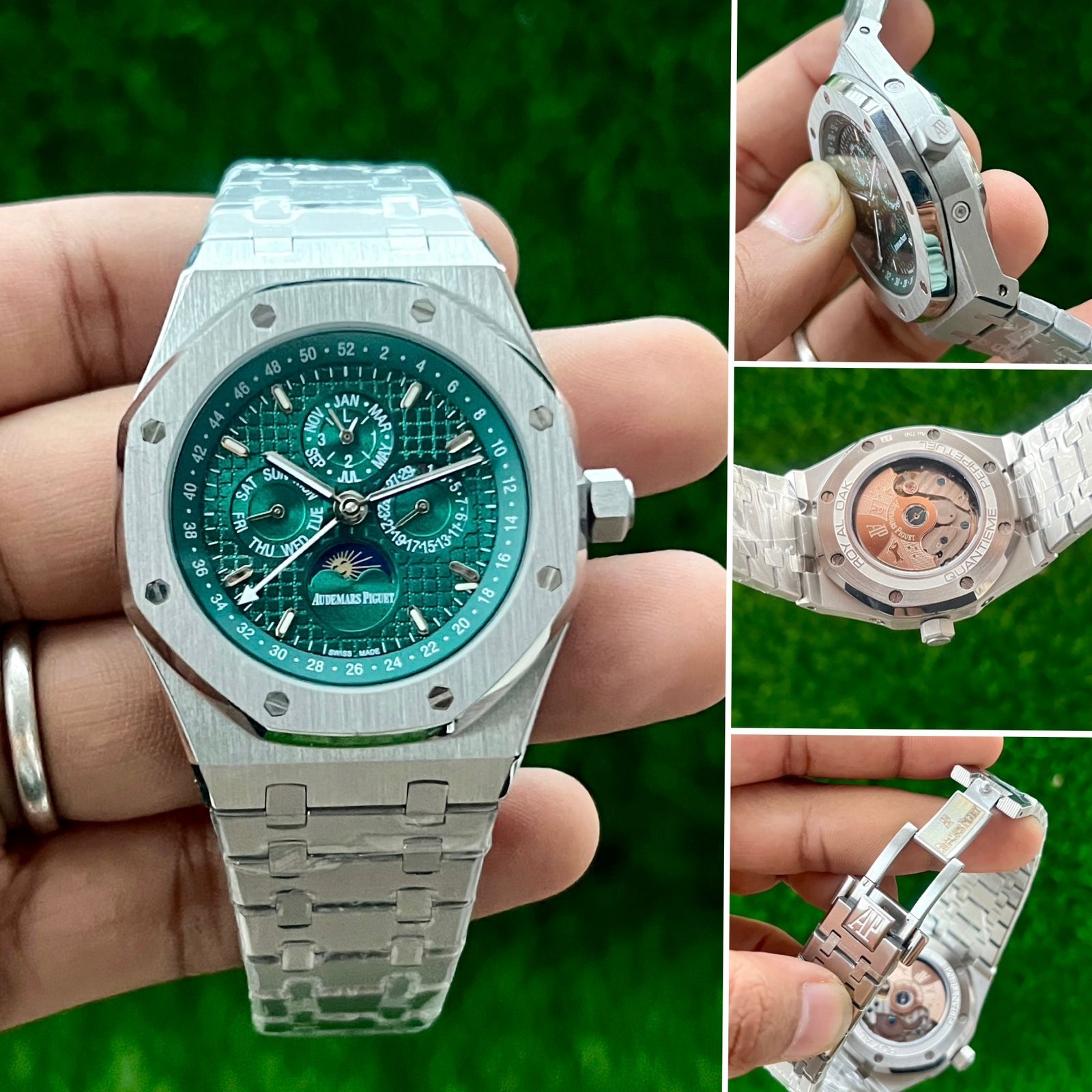 Audemars Piguet Perpetual Calendar Silver Green Dial  Watch - gallery