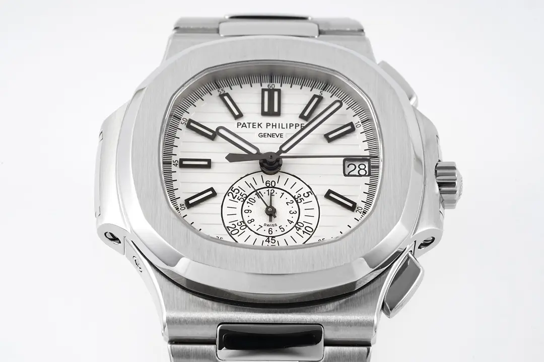 Patek Philippe Silver Nautilus Chronograph Watch - gallery