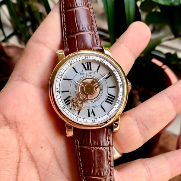 Cartier D’Santos Skeleton Silver Blue Leather - gallery