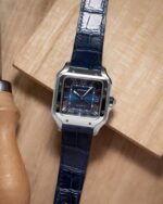 Cartier De Santos Silver Blue Dial Watch - gallery