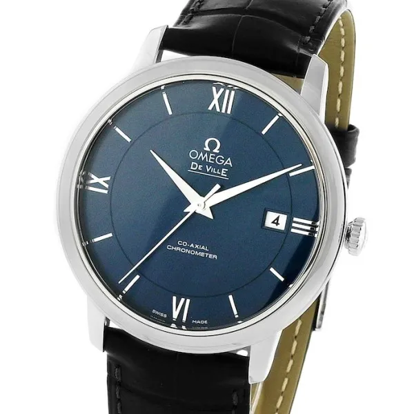 Omega De Ville Men Automatic Blue Leather Watch O42413402003001 - gallery