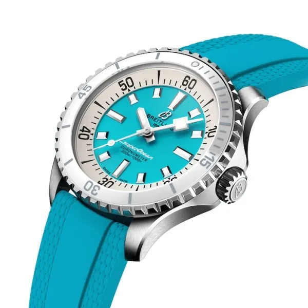 Breitling Superocean Unisex Automatic Turquoise Rubber Watch A17377211C1S1 - gallery
