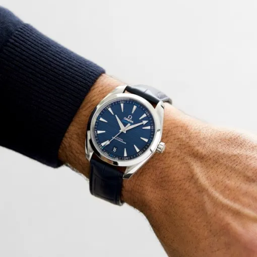 Omega Seamaster Aqua Terra Men Automatic Blue Leather Watch O22013412103001 - gallery
