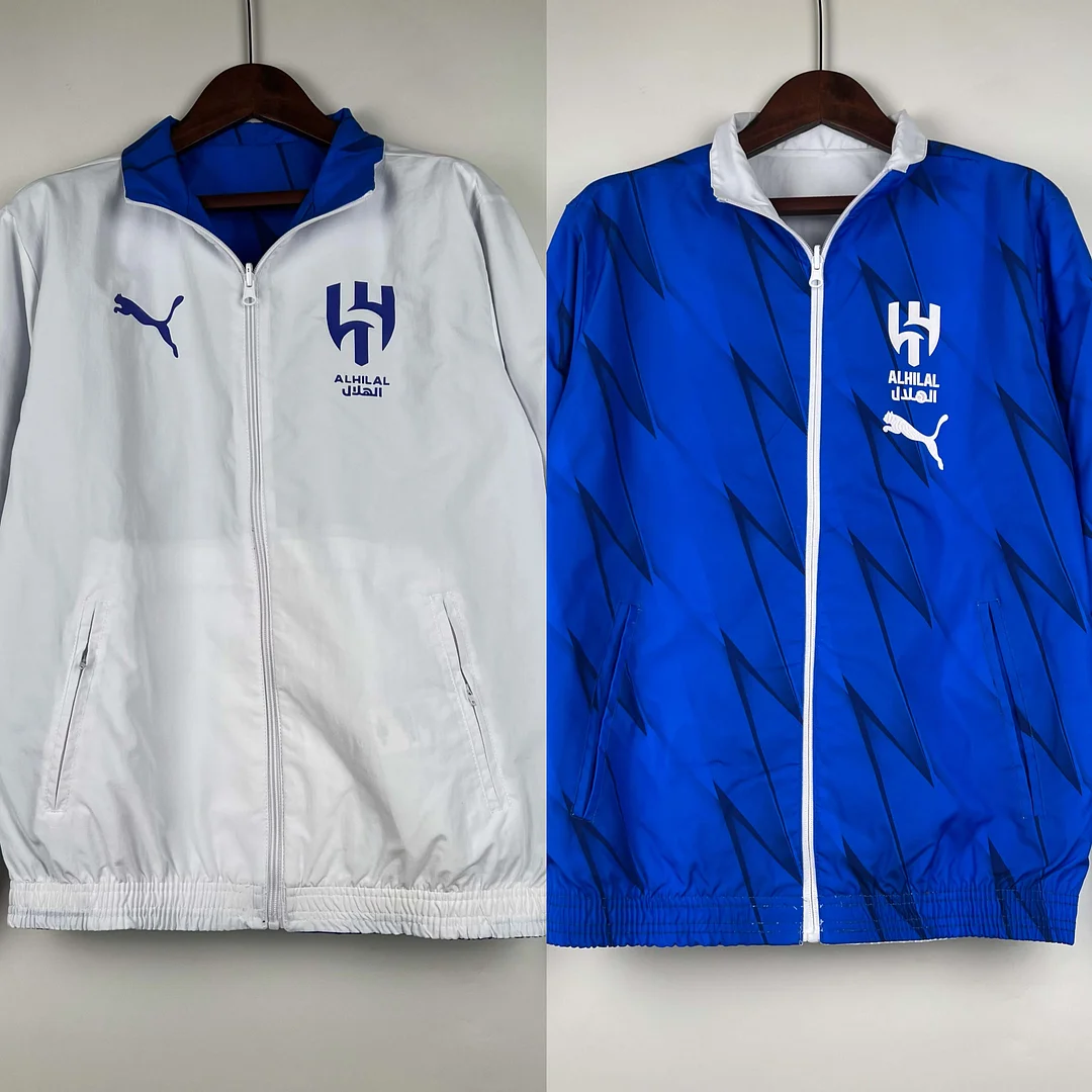 2023/2024 Al-Nassr Reversible Windbreaker（White-Blue）Soccer Jersey 1:1 Thai Quality - view 5