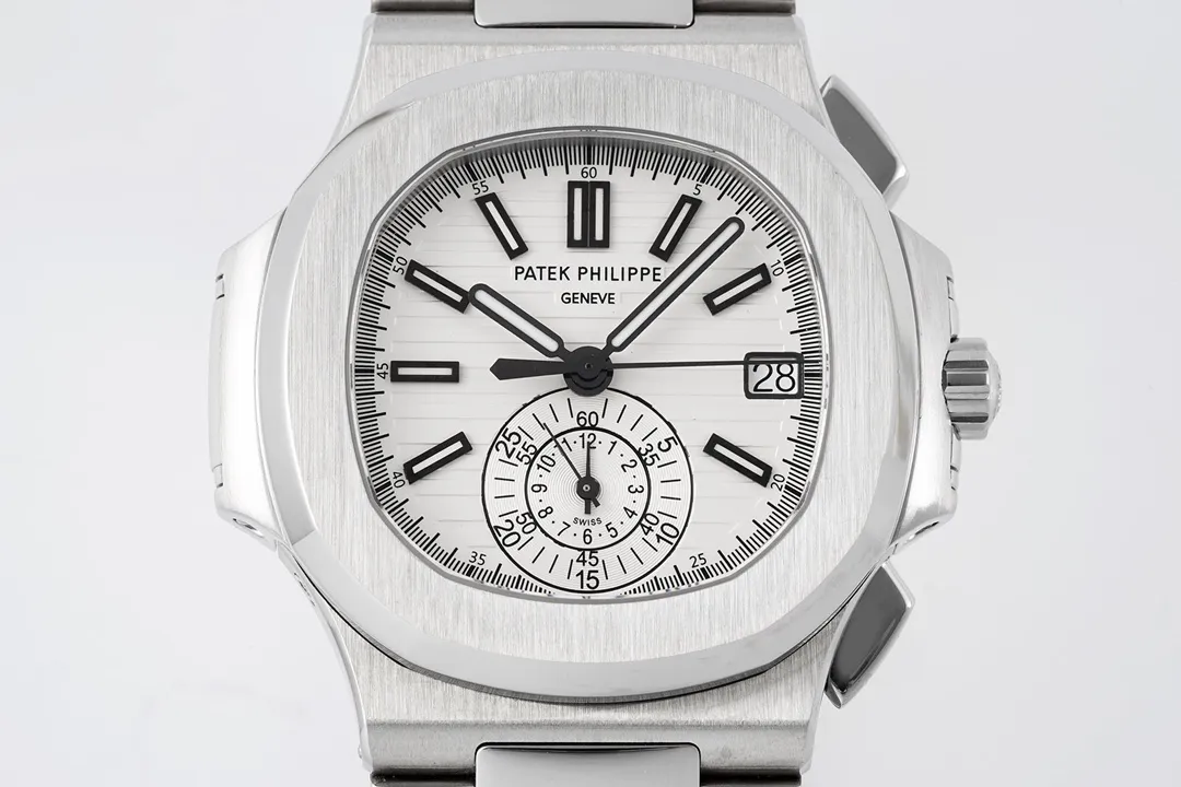 Patek Philippe Silver Nautilus Chronograph Watch - gallery