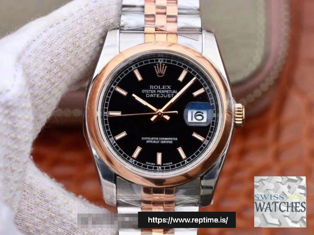 ROLEX DATEJUST BLACK DIAL STAINLESS STEEL 36MM SWISS REPLICA 126201.1 - gallery