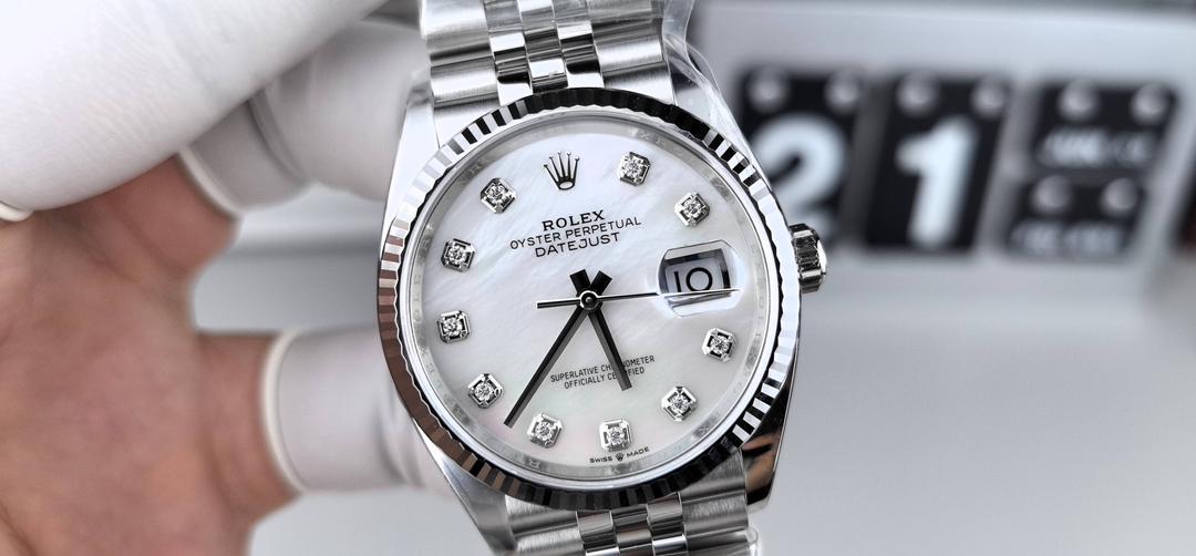 Rolex Datejust Super Clone 36mm Mother of Pearl Diamond Dial Watch 126233 - gallery