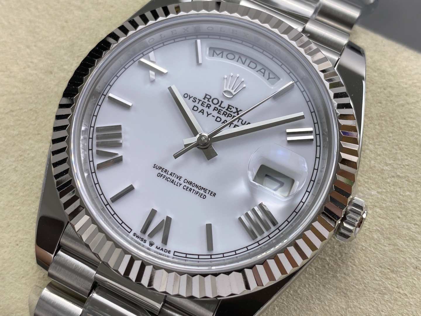 Day Date 40 SS RGF 1:1 Best Edition White Roman Dial on President Bracelet VR3255 - gallery