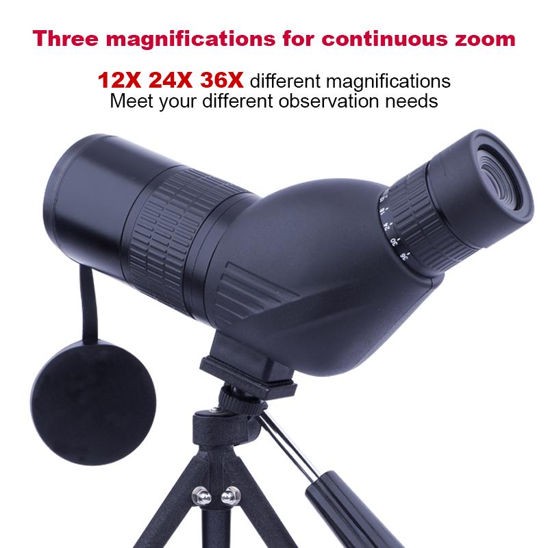 12-36X50 Spotting Scope HD Zoom Monocular Powerful Telescope Bak4 Prism Waterproof Anti-Fog for Outdoor Camping Bird Watching