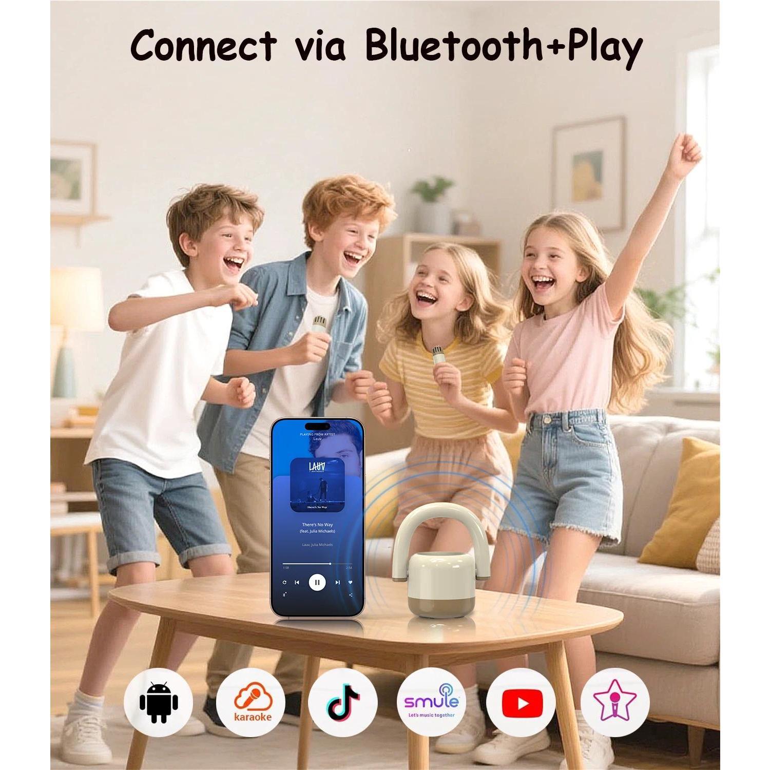 EWA A17 Mini Karaoke Machine,Bluetooth 5.3 Karaoke Speaker with 2 Wireless Microphones,Family Home Party Christmas Toys Gifts