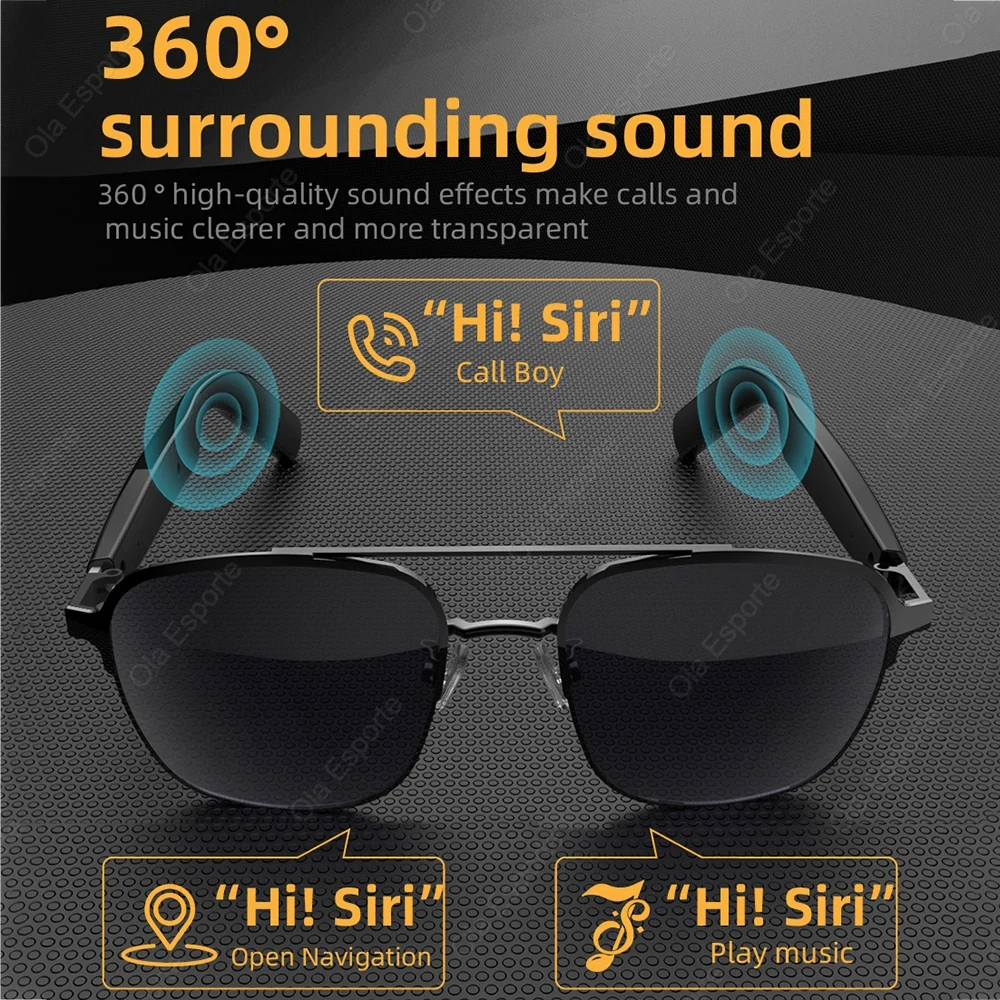 SG11pro Bluetooth Smart Glasses Audio Music Calls Anti-blue Light UV400 Polarized Lens Men Wireless Smart Sunglasses Headphones