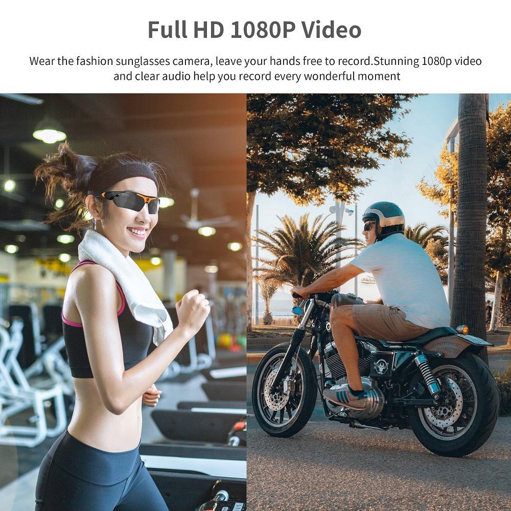 Wearable HD 1080P Camera Outdoor Cycling Glasses Polarized Lens Smart Camcorder Security Protection Video Record Smart Camera Button Cable Card Charging Memory Man Usb Black - Image 4