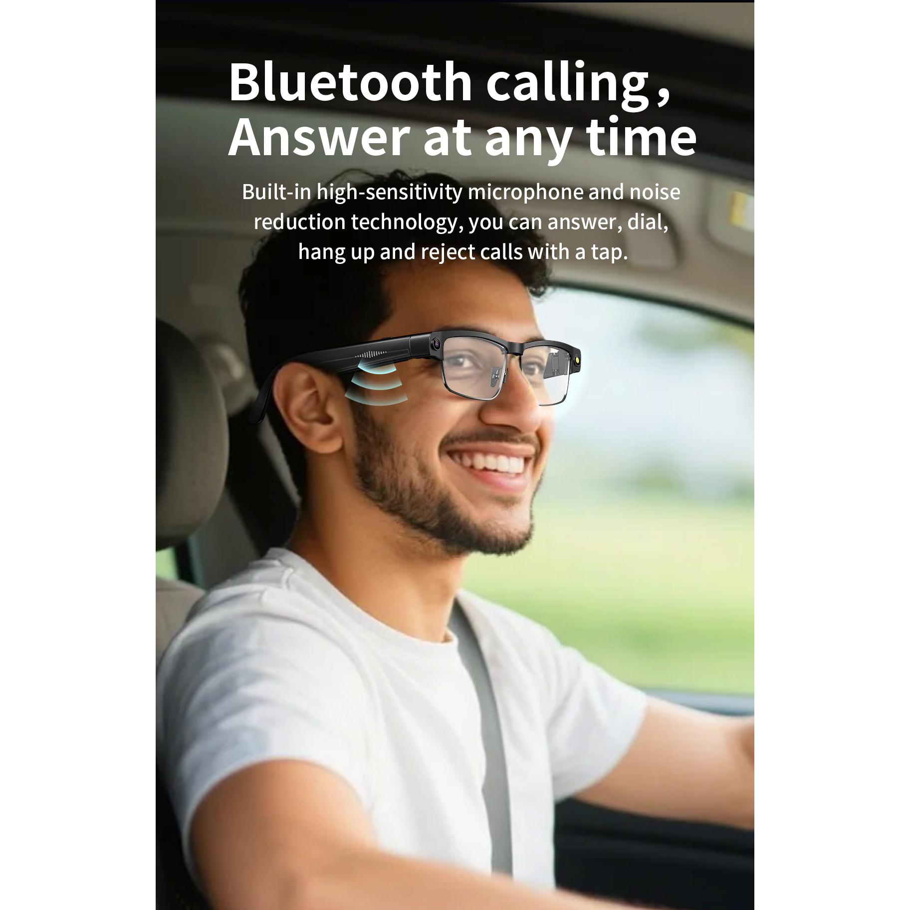 Smart AI Glasses Recording Videos Ai Photo Recognition Answer Translation Large Battery  Bluetooth Call Glasses For Men Women Wearable Mics Black Black - Image 4