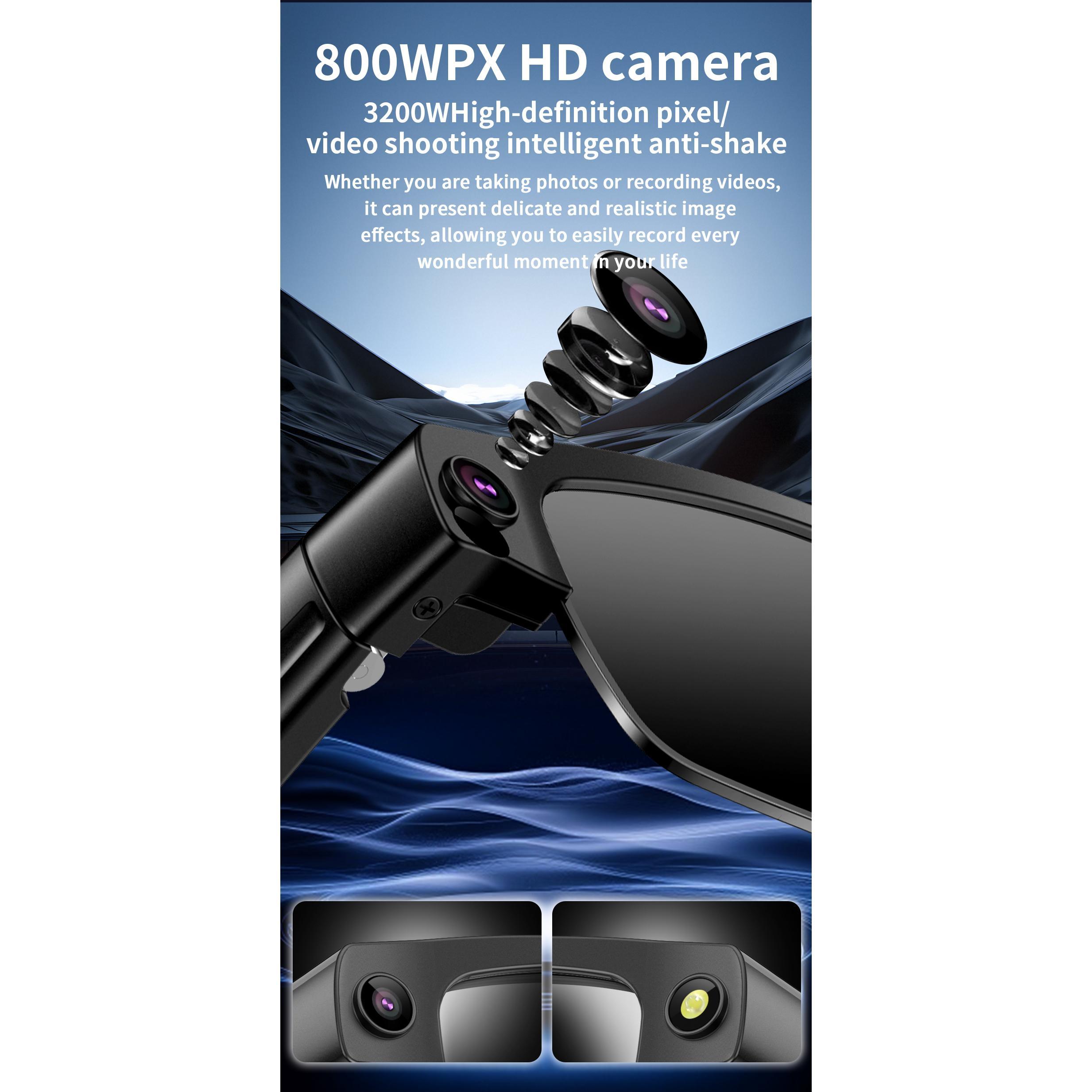 Smart AI Glasses Recording Videos Ai Photo Recognition Answer Translation Large Battery  Bluetooth Call Glasses For Men Women Wearable Mics Black Black - Image 3