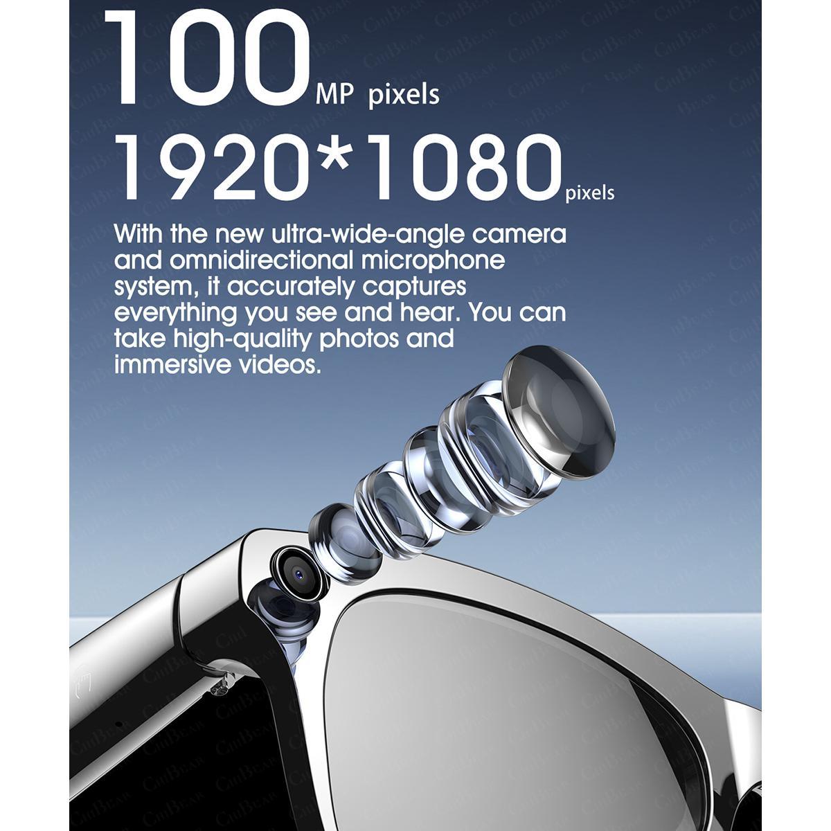 New AI Smart Glasses with Camera Function AI Voice Music Headphones Bluetooth Call Sports Driving Identify Pictures Use ChatGPT Water Proof Local Magnetic Wearable Chargeable Black