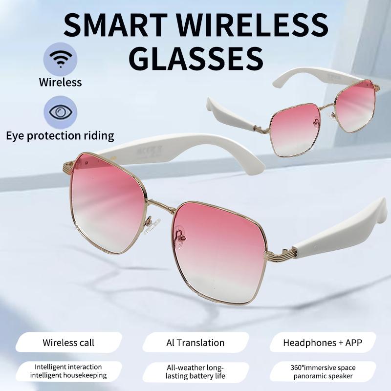 GY200 Smart Glasses 100+ Online Language AI Automatic Dialogue Translation Bluetooth Glasses With Speaker Sports UV Protection Magnetic Water Proof Wireless Android Device Remote Wearable Chargeable Pink - Image 2