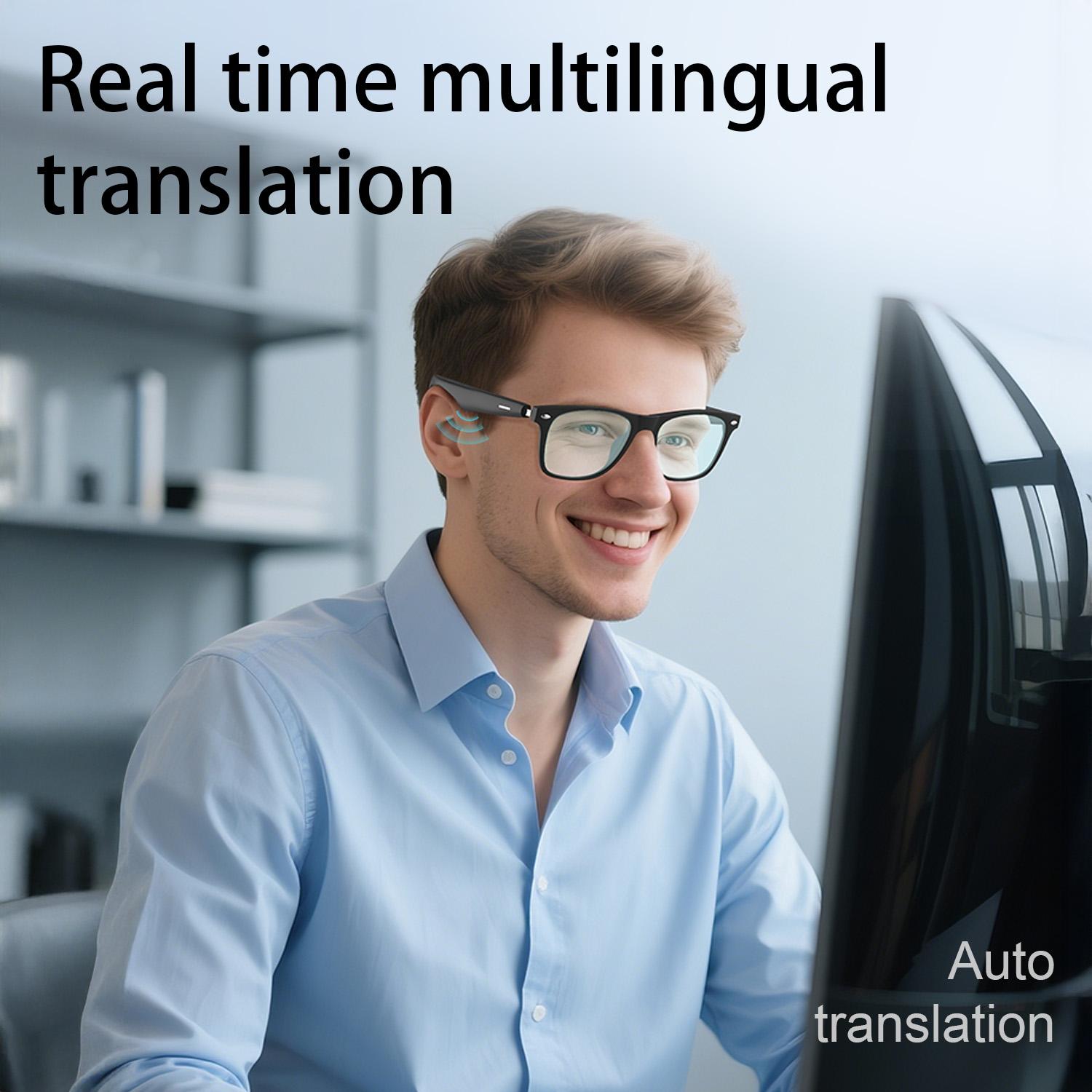 2025 Smart Glasses  AI Translation Camera Control Bluetooth Call Headphones Fashionable Sunglasses Intelligent Men Women Gifts Android Water Proof Remote Wearable Wireless B-Blue Light - Image 5