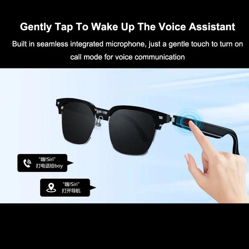 AI Real-time Translation Smart Glasses Wireless Bluetooth Call & Voice Assistant Touch Control Glasses with Mic Speaker Earphone Automatic Wearable Water Proof Chargeable D Style Full Frame - Image 3
