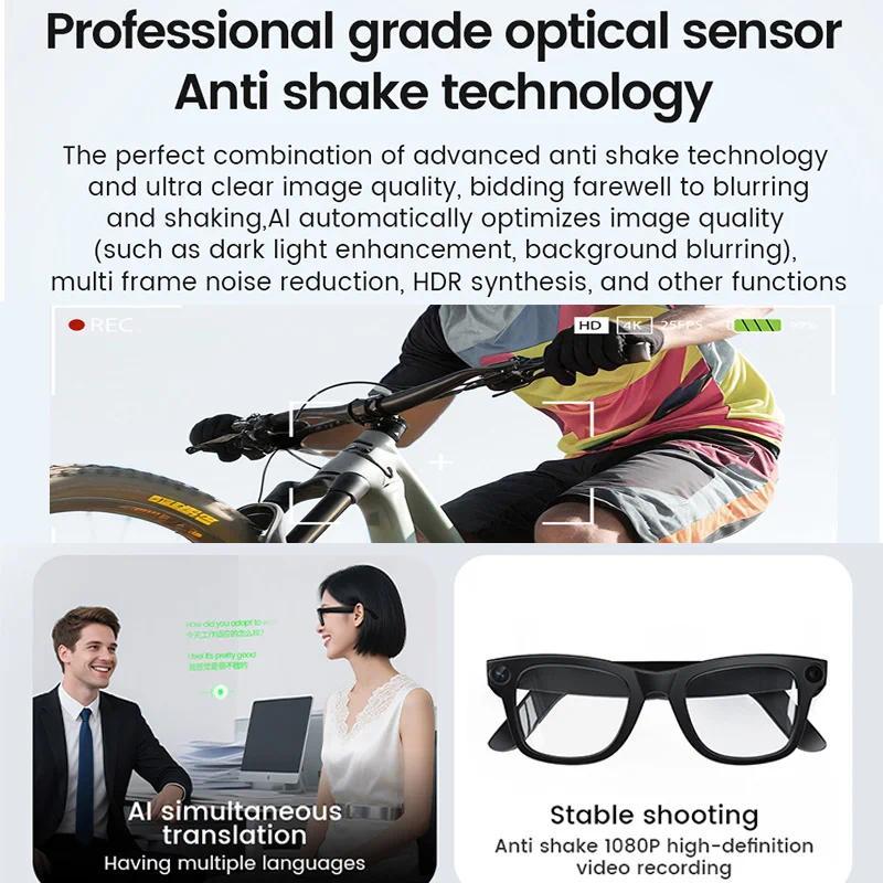 New AI 800W HD Camera Smart Glasses Anti Shake 1080P HD Video Recording Touch Translation Wireless Call Al Voice Smart Glasses Wearable Transparent Lenses - Image 3