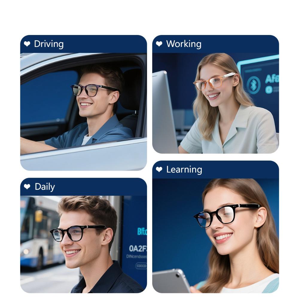 Bluetooth Smart Glasses AI Translation Object Recognition with Camera for Taking Photos Voice Assistant Calling and Music