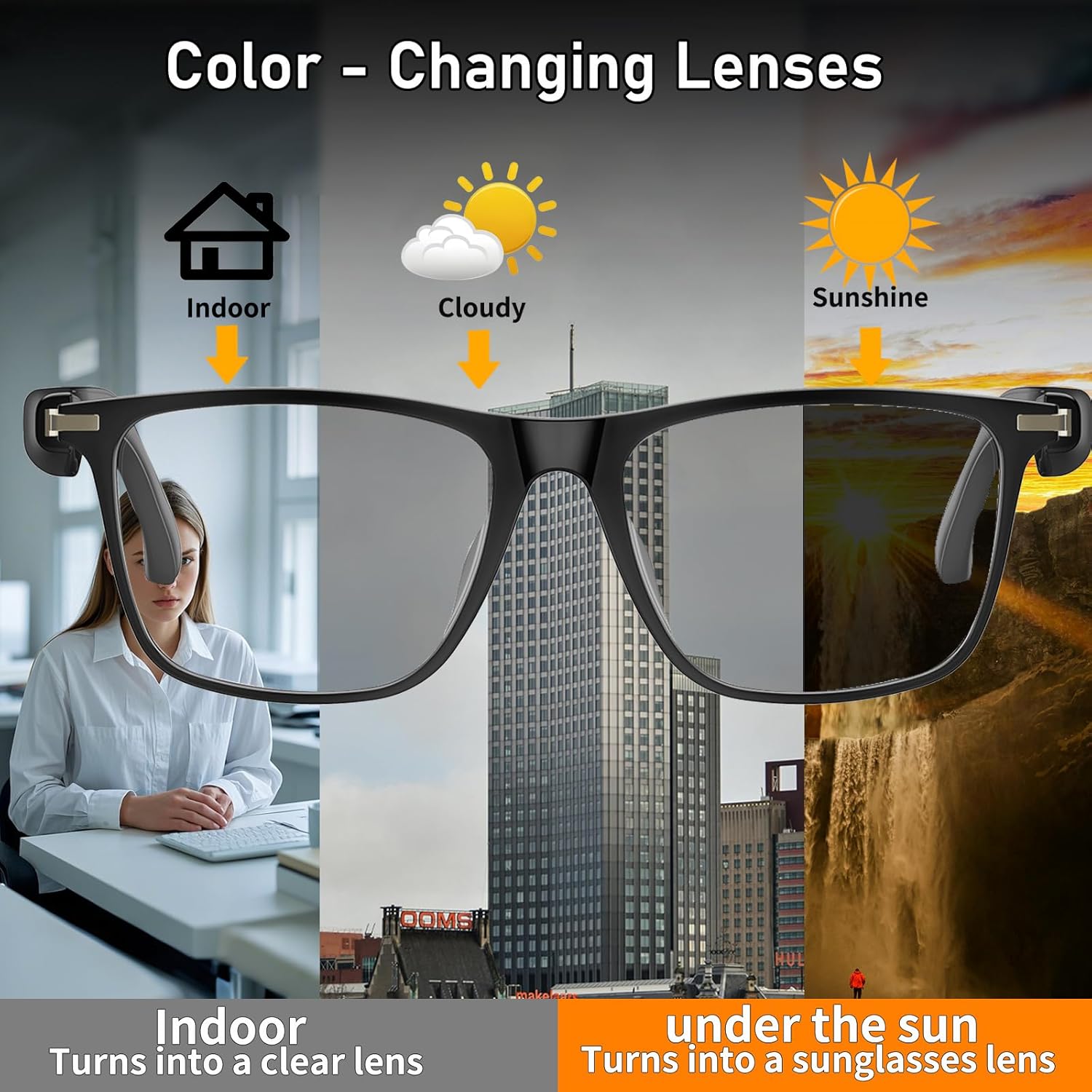 AI Translator Smart Glasses, Support 160+ Languages Translation, Stylish Audio Glasses, Photochromic Lens - Image 2