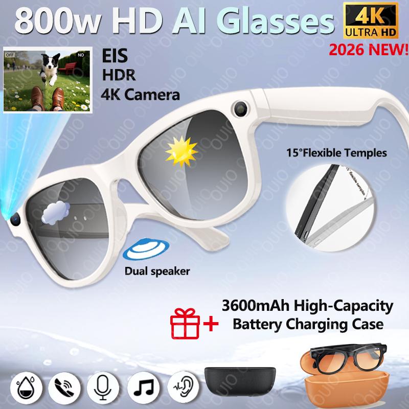 Discover the Revolutionary Features of 2026 New 4K HD AI Smart Glasses 800MP Camera BT Call 290mAh Battery Translation OTA Updates 32GB Touch Control Smart Glasses
