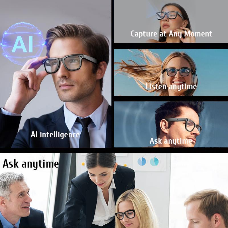 Smart Glasses, AI Technology, 500W HD Camera, Bluetooth Calling, Smart Voice Assistant Control, Music Playback, For Men and Women