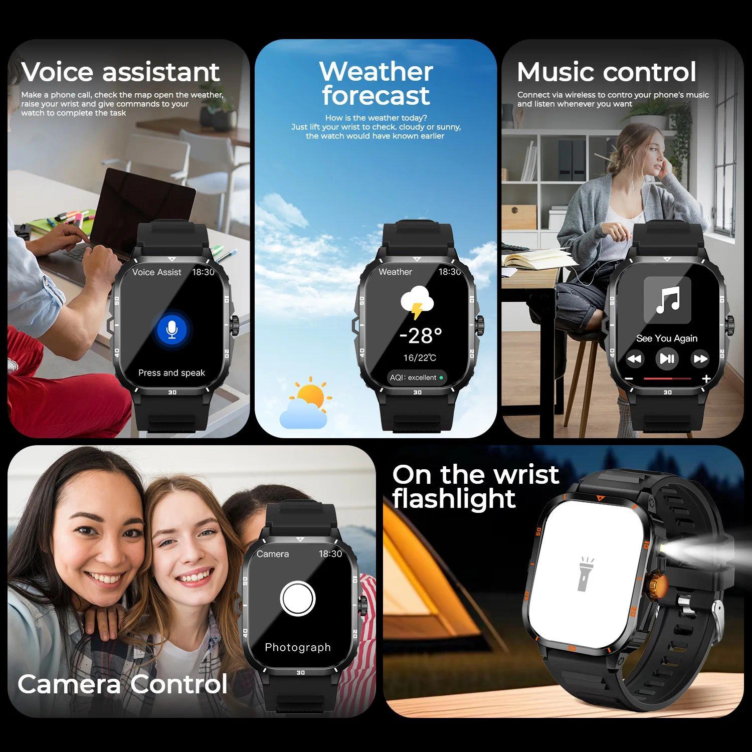 Smart Watch, LED Watch, Waterproof, Large Battery 400mAh, Bluetooth Calls, Heart Rate Monitor, For Men, New in 2026