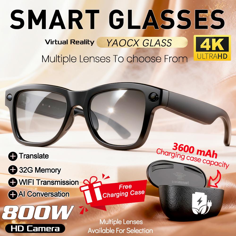 Smart Glasses, New for 2026, with Video Recording Camera, AI Photo Recognition, Bluetooth Calling, Voice Translation, Sunglasses, For Men and Women