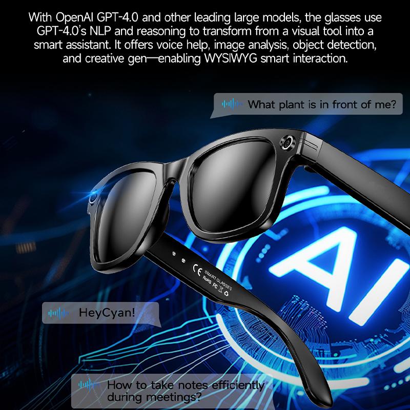 Smart Glasses Record Video AI Photo Sunglasses Men Women Translator Bluetooth Call Outdoor Music Touch Eyewear Shades UV400