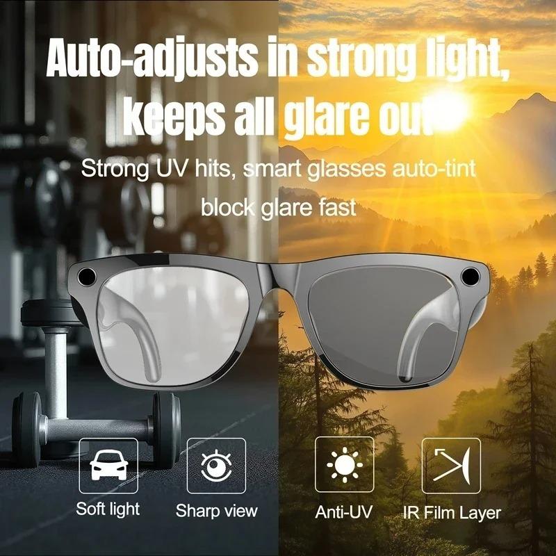 6K HD AI Smart Glasses Photochromic Multifunction Bluetooth Calling Voice Assistant Music Player Translate Camera 2026