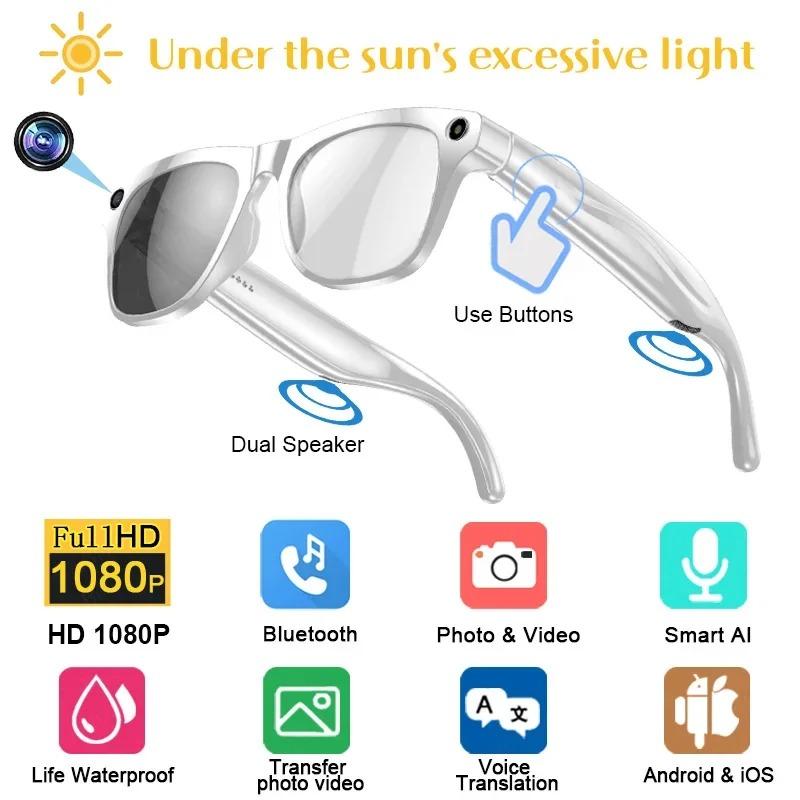 4K AI Smart Photochromic Glasses Camera Bluetooth Call Voice Assistant Music Player Translate Multifunction Glasses for Xiaomi