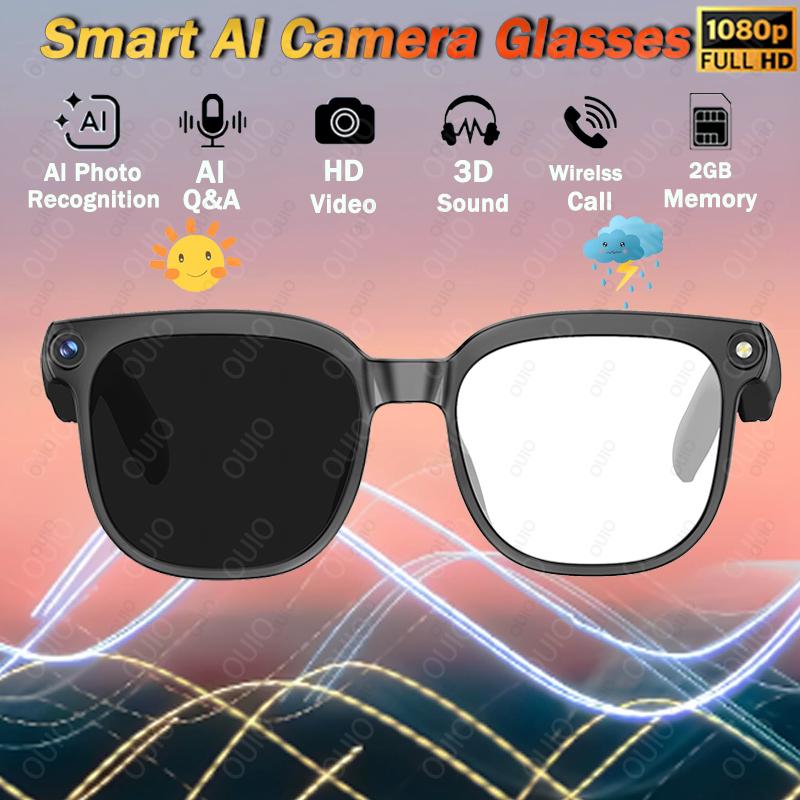 New 4K  AI Smart Glasses with 8MP Camera Video Recording Translation  BT Call Music Play Men Women Waterproof Smart Sunglasses