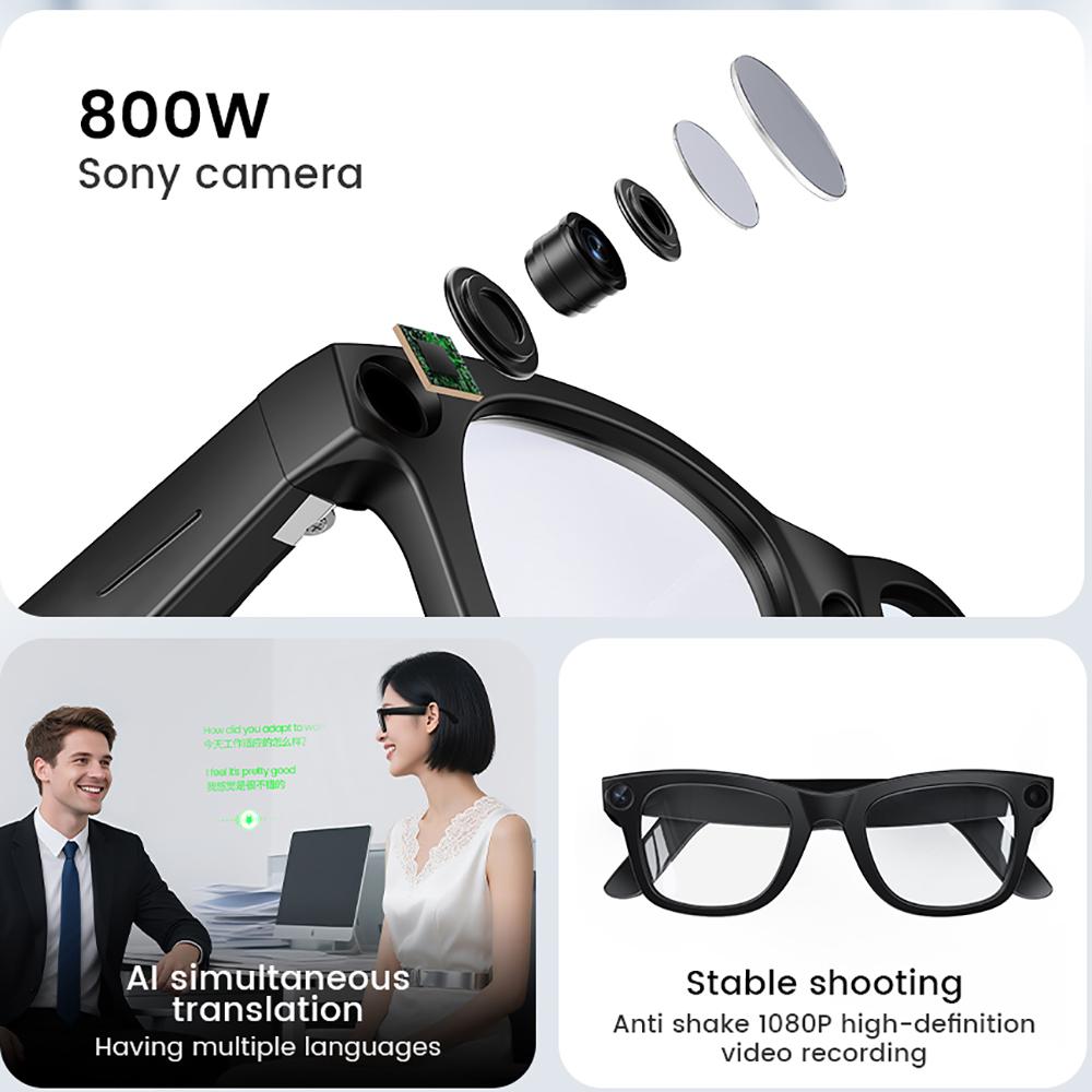 AI Smart Glasses Recording Video Photo Camera Sunglasses Men Women Translator Wireless Bluetooth Touch Anti Blue Light Shades