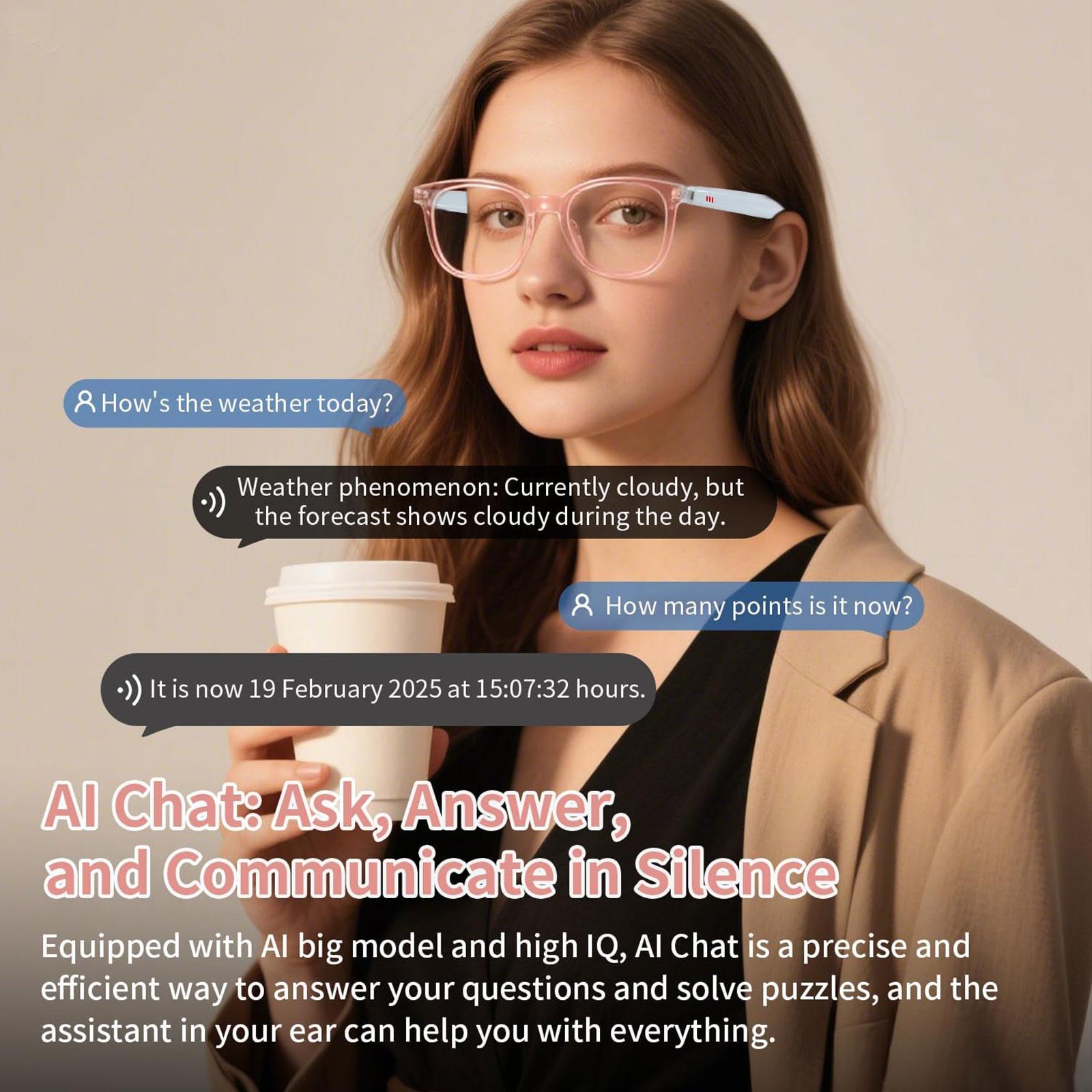 Discover the Revolutionary Features of Smart AI Translation Glasses, Real-Time App Translation in Over 160 Languages, Light-Sensing Color-Changing Lenses