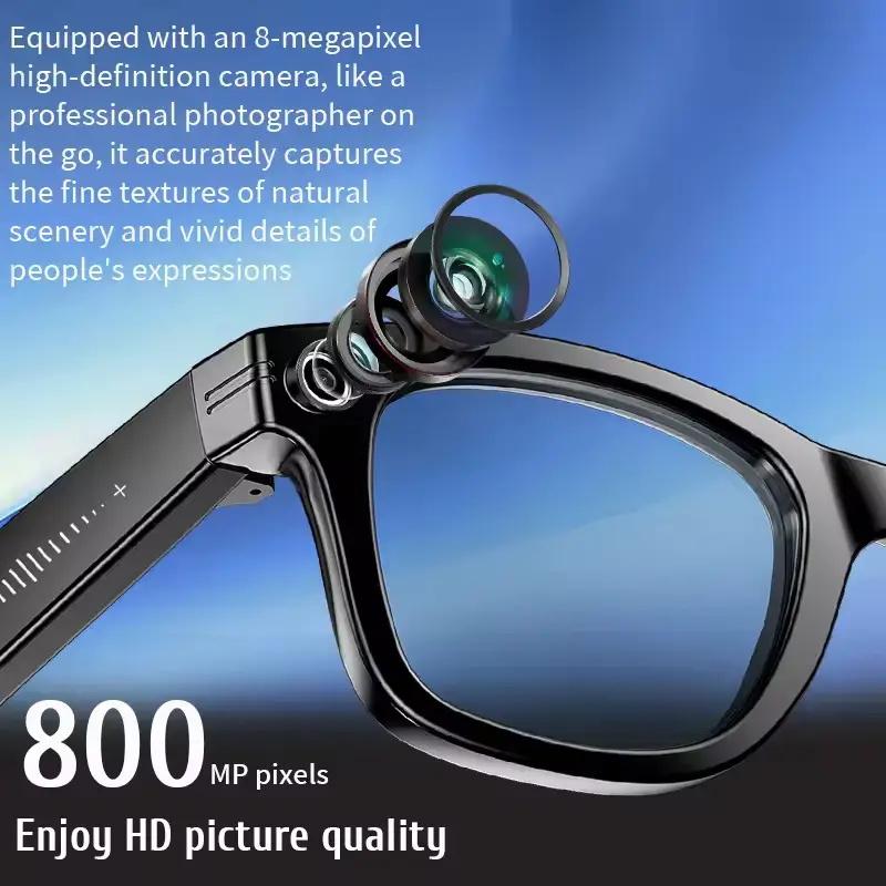 Smart glasses, AI translation, Bluetooth calling, music and voice assistant, smart sunglasses design, camera control and video recording, object recognition