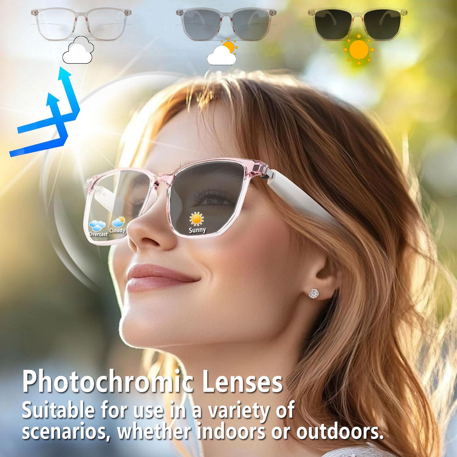 5 Surprising Benefits of Using Smart AI translation audio glasses, real-time app translation in over 160 languages, light-sensitive color-changing lenses