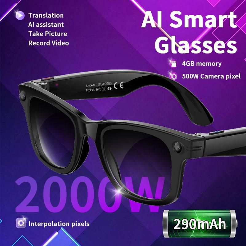 Discover the Revolutionary Features of AI Smart Glasses 5 Million Pixels Recording Videos Photo Recognition Answer Translation 290mAh IP66 Waterproof Bluetooth Glasses