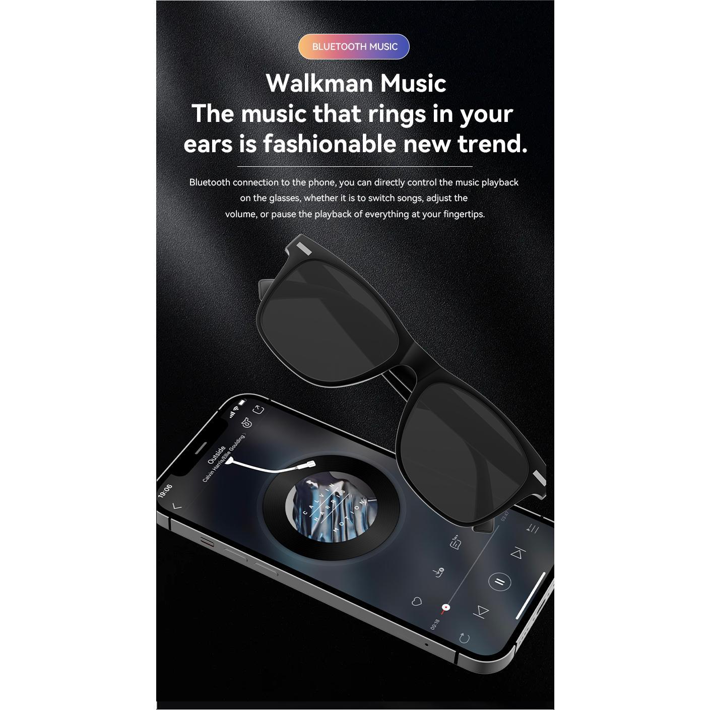 Smart Glasses Bluetooth Call Music Remote Camera Shoot Stereo Mic Men Touch Sunglasses AI Voice Assistant For Android IOS Phone