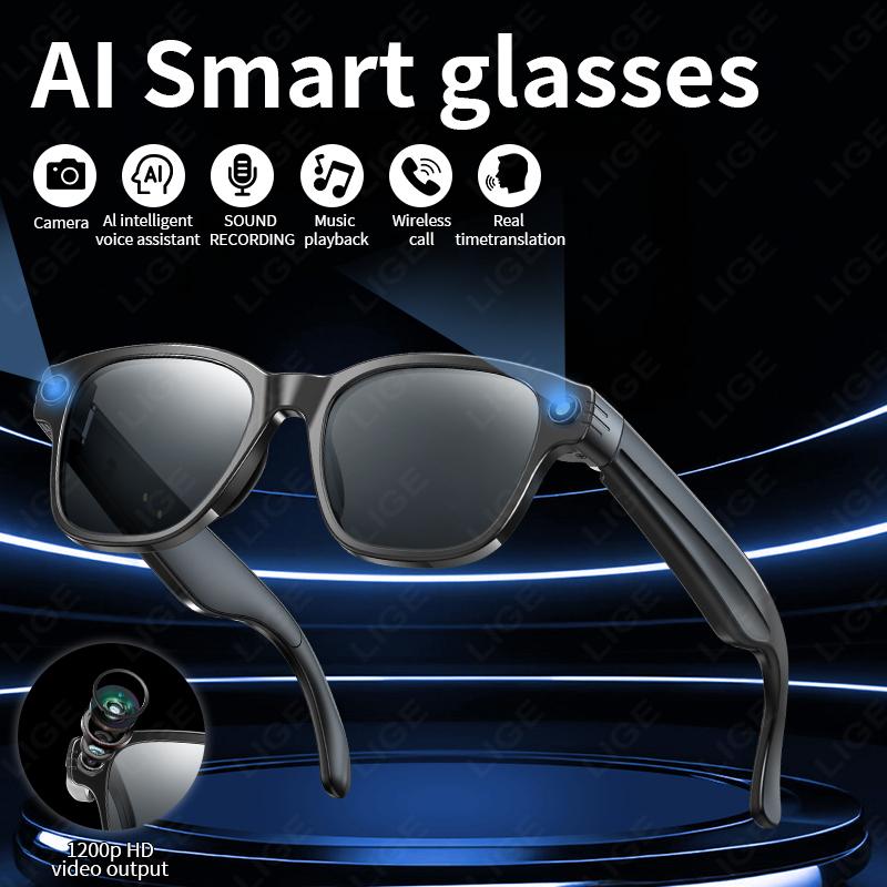 New AI Smart Glasses 800W Camera WIFI+Bluetooth Real-time Transmission Sunglasses Touch Control Video Record Glasses For Android