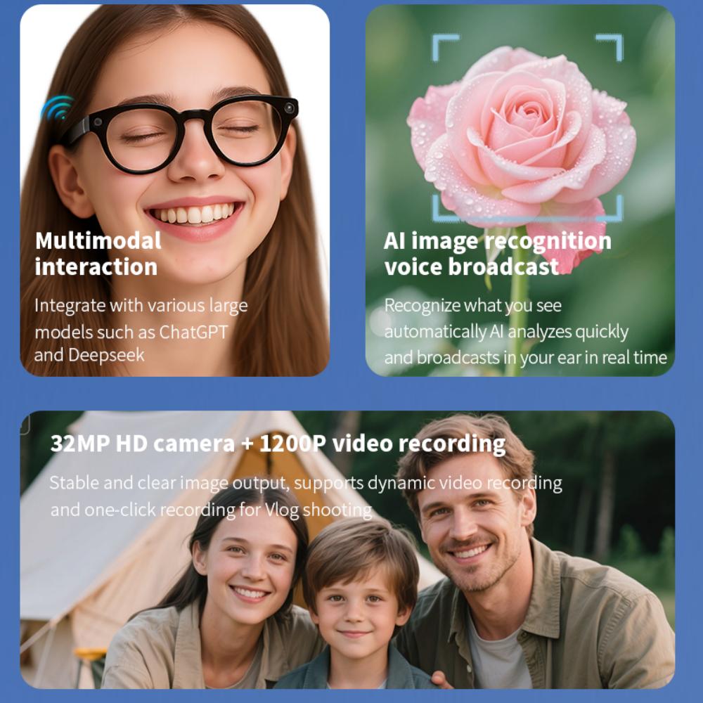 The Future of Technology: Exploring AI  Camera Intelligent Recognition Voice Call Noise Reduction Sunglasses 1080p HD Mini Camera Glasses Sports DVR Monitoring's Innovations