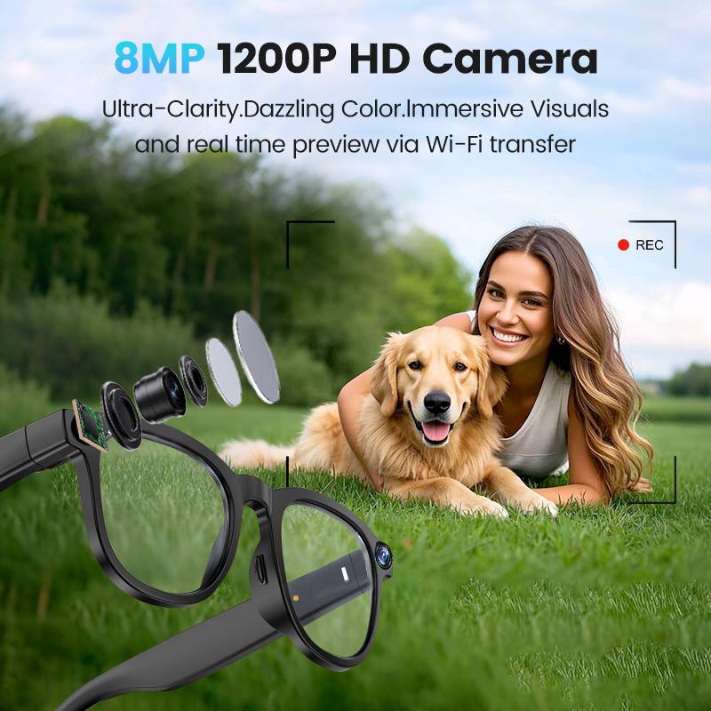 AI Smart Glasses 800W HD Bluetooth Camera 1080P Video Recording Sunglasses Real-Time Translation for Android iOS