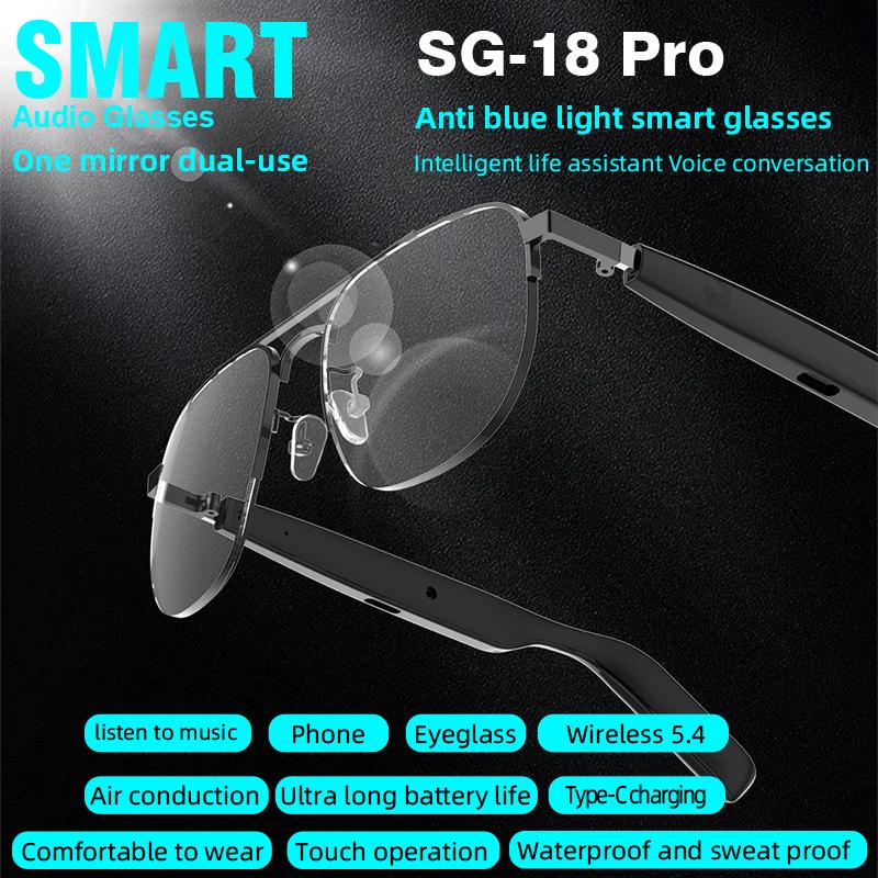 New Styles Fashion SG-15 Pro Smart Glasses Anti Blue Light Audio Glasses Portable Music Stereo For Sports Riding Sunglasses