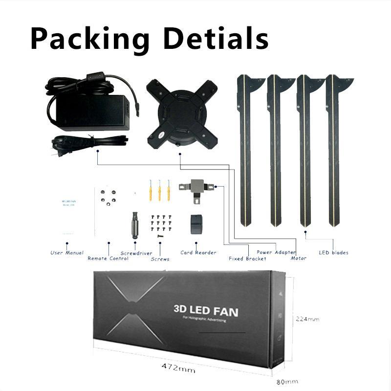 65CM Hologram Projector 1152Pcs/768pcs LED WIFI hologram 3D holographic projector Fan Display Holographic Fan Advertising Light