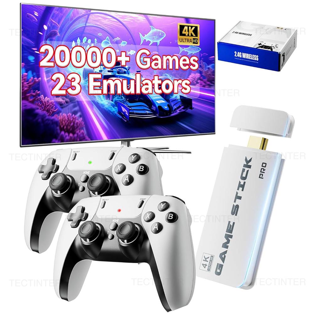 Video game console, M15, compatible with 4K TVs, video resolution: 4K, 64GB capacity, over 200,000 built-in games, retro-style portable gaming device, includes wireless gamepad controller